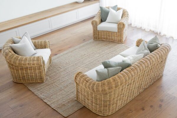 Vogue Wicker 3 Seater Lounge Suite Natural