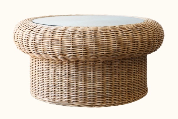 woven natural rattan coffee table
